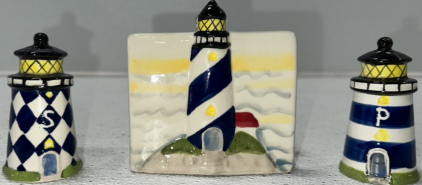 Lighthouse Salt/Pepper & Napkin Set