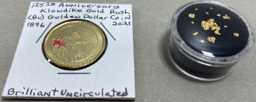 (1) 125th Anniversary Klondike Gold Rush (BU) Golden Dollar Coin 1896-2021, Alaska/Klondike Gold Nuggets