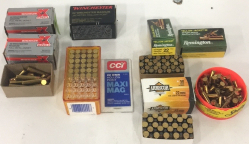 (78) Winchester Super X .22 Win Mag Ammunition Cartridges (30) CCI .22 WMR Ammunition Cartridges (50) Winchester.22 Magnum Ammunition Cartridges (100) Remington Yellow Jacket .22 Ammunition Cartridges (50) Armscor .22Mag Ammunition Cartridges (30) Spitfir