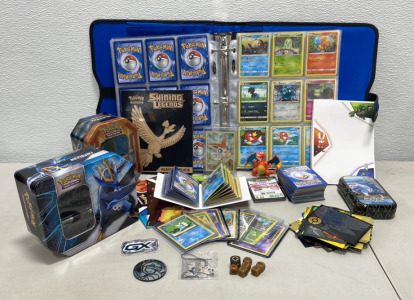 Huge Pokémon Card Collection, Mostly Vintage Generation 1-8 W/ Collector Containers, Stickers, Card Sleeves, Rewards Cards, Dice, And Players Guide +