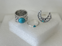 (3) Beautiful Turquoise Style Fashion Rings