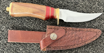 Marbles Wood Handled Fixed Blade Knife and Sheath
