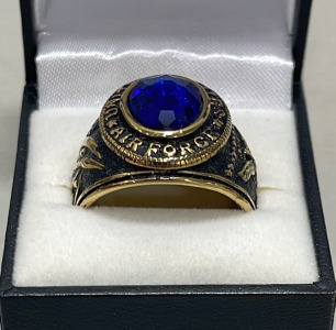 (1) United States Airforce Ring W/ Blue Gemstone