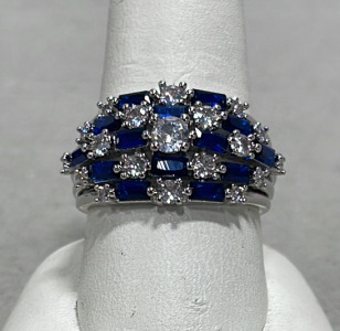 (1) Blue And White Sapphire .925 Ring Size 10