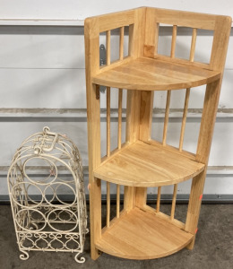 Foldable Corner Floor Shelf, Metal Wine Holder