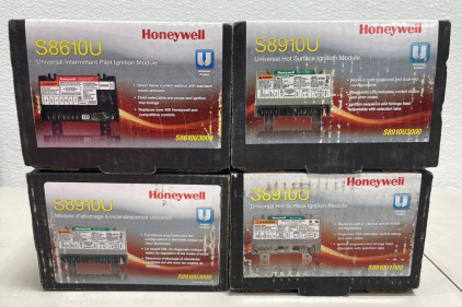 (3) Honeywell S8910U Universal Hot Surface Ignition Modules, (1) Honeywell S8610U Universal Intermittent Pilot Ignition Module