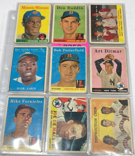 (9) Vintage 1950’s And 1960’s Baseball Cards… Hank Aaron Minosi, Ditmar