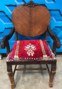 Vintage Wooden Chair With Padded Seat