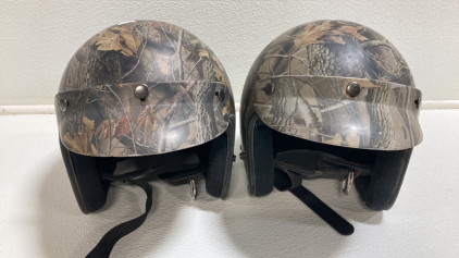 (2) Matching Camo Motor Helmets