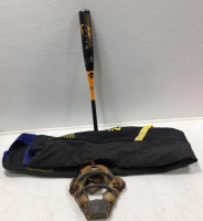 Baseball Bat, Baseball Catcher Mask, Sport Bag