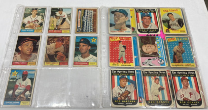 (16) Vintage 1950&rsquo;s And 1960&rsquo;s Baseball Cards&hellip; Mantle, Kubek, Eddie Haas +