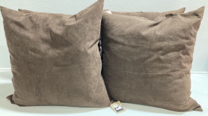 (4) Brown Feather Down Throw Pillows