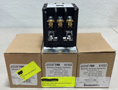 (3) MARS 780 61432 30A 3 Pole 240 Volt Coil-Contractor