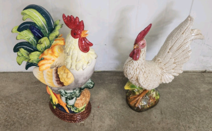 (2) Cermaic Rooster Statues