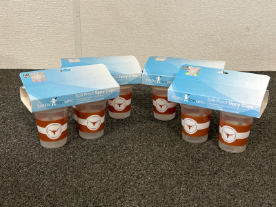 (4) Pairs of BPA Free Baby Fanatic Spill Proof Sippy Cups “Little Longhorns”