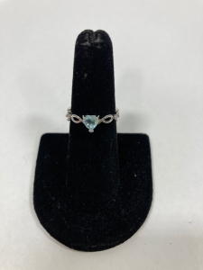 Aquamarine Heart .925 Silver Ring