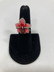 Ruby Floral Sterling Ring