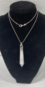 White Turquoise Gemstone Hexagonal Shaped .925 Necklace