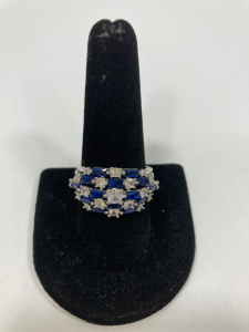 Blue And white Sapphire .925 Ring