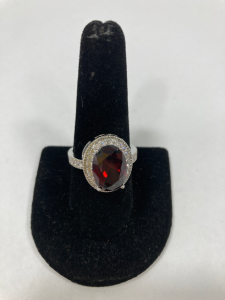 Oval Cut Faceted Red Ruby .925 Ring