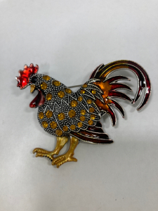 Red And Yellow Rooster Pin