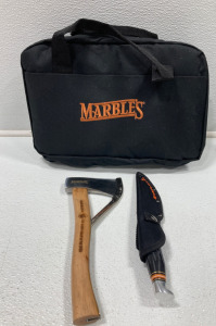 Marbles 22 Pocket Knife Collectors Case, Marbles Fixed Bladd Knife With Scabbard, Marbles #5 Safety Axe