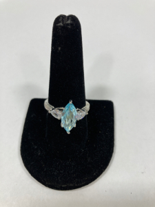 Aqua Blue Aquamarine .925 Silver Ring