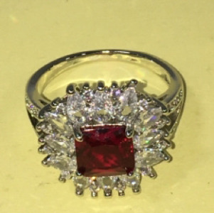 Size 9 Red Ruby. 925 Fashion Ring