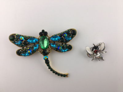 (1) Beautiful Dragonfly Pin/Broach (3.75&rdquo;x3&rdquo;) (1) Charming Bug Pin