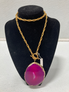 Pink Gold Banded Agate Necklace