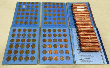 (2) Lincoln Head Collections 1941-1963, (15) Rolls Of 1909-1958 Wheat Pennies