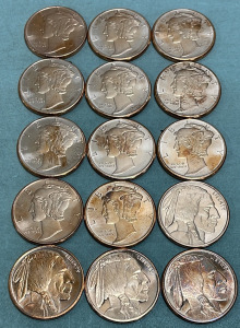 (15) 1oz .999 Fine Copper Coins
