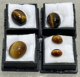 (5) Tigers Eye Oval Cut And Polished Gemstones