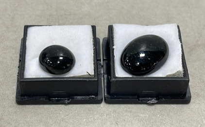 (2) Oval Cut And Polished Black Onyx Gemstones