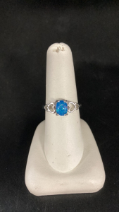 Blue Fire Opal .925 Ring 8.5