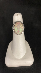 White Fire Opal Ring Size 5.5