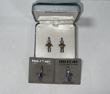 Morgae* Stearling Silver, Children Birthstone Necklace Charms