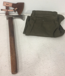 (1) 22&rdquo; Handle Marbles Rifleman Hawk AX With Belt Scabbard (1) Pair Sturm Military Issue Slacks
