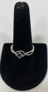 Round Cut Faceted Aquamarine .925 Ring