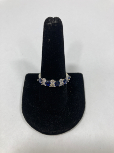 Mixed Blue And Clear Sapphire .925 Ring