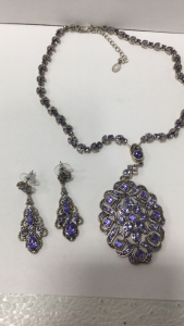 (1) Purple Stone Necklace & Earrings Set