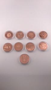 (9) Different Collector 1oz .999 Fine Copper Rounds