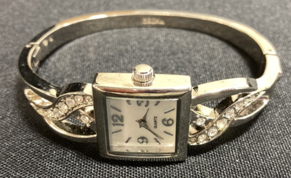 Silver Tone Bangle Bracelet Watch
