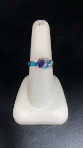 Amethyst and Fire Opal Rong Size 8