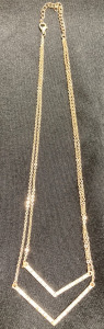 Double V Gold Tone Necklace