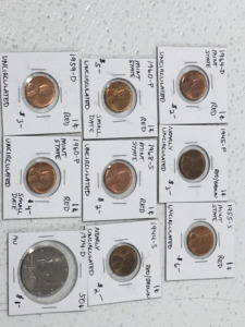 (9) (1960) -Pmint State 1C Red Uncirculated, Plus 1974-D 50C