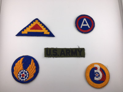 (5) Original Vintage U.S. Military Patches/Badges Including WW 2 US Army 3rd Army Patch and More!