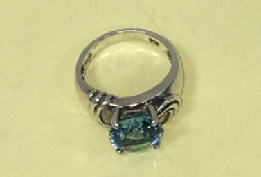 Sterling.925 Silver Simulated Blue TOPAZ Cocktail Ring-Size 6-4.9