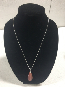 Red Onyx Gemstone Teardrop Pendant With 24&rdquo; .925 Necklace