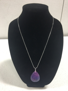 Beautiful Dragon Veins Teardrop Gemstone 24&rdquo; .925 Necklace